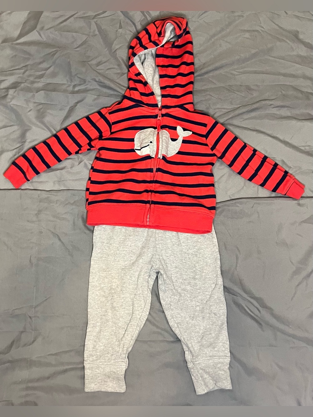 Just One You by Carter’s Boys 9M Whale Hoodie & Gray Pants Set